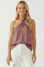 Cord Keyhole Sleeveless Top