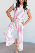 Striped Short Sleeve Two-Piece Set