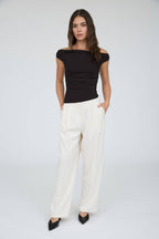 OFF SHOULDER RUCHED TOP