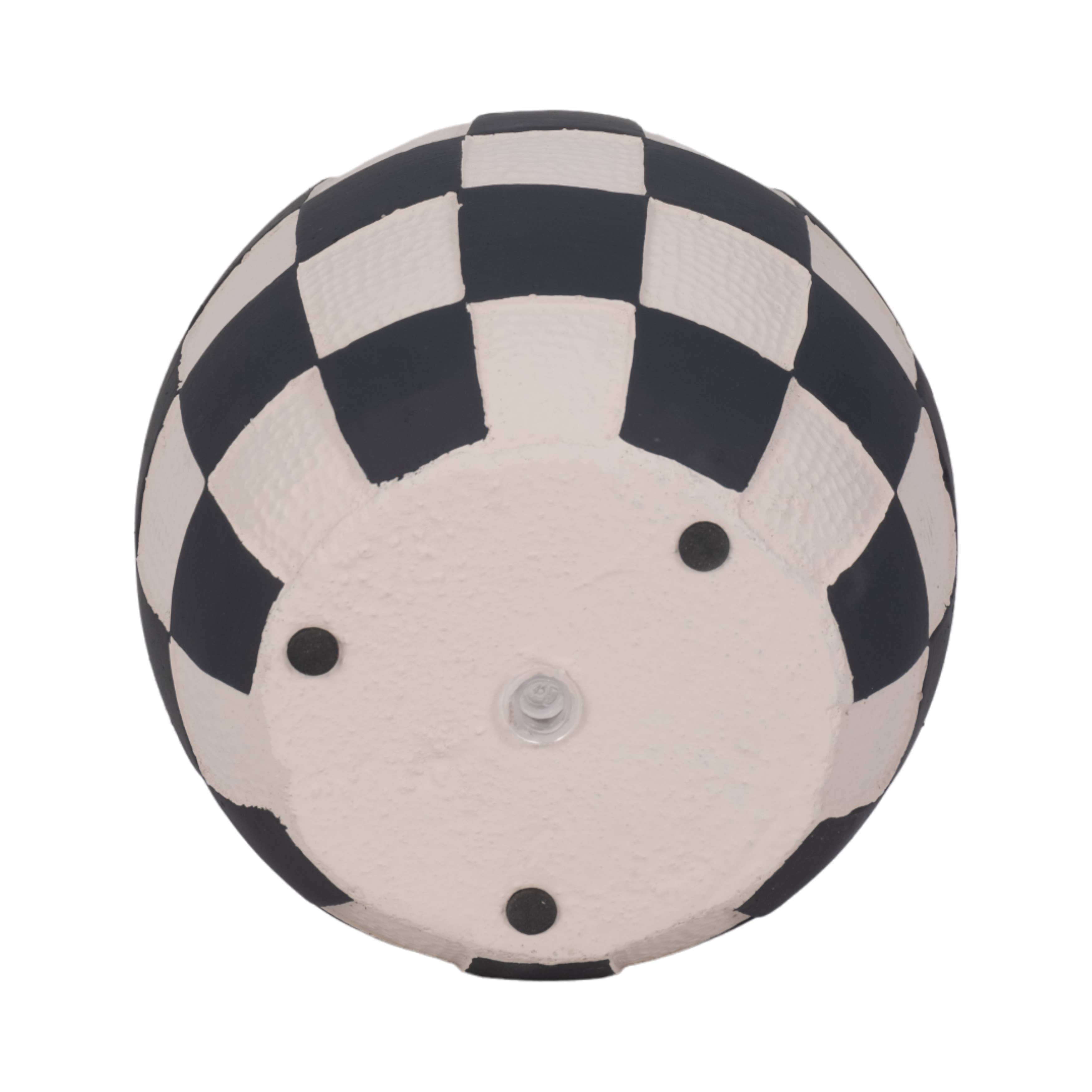Planter - Black/White Pottery Checkerboard Rounded, 7 in.