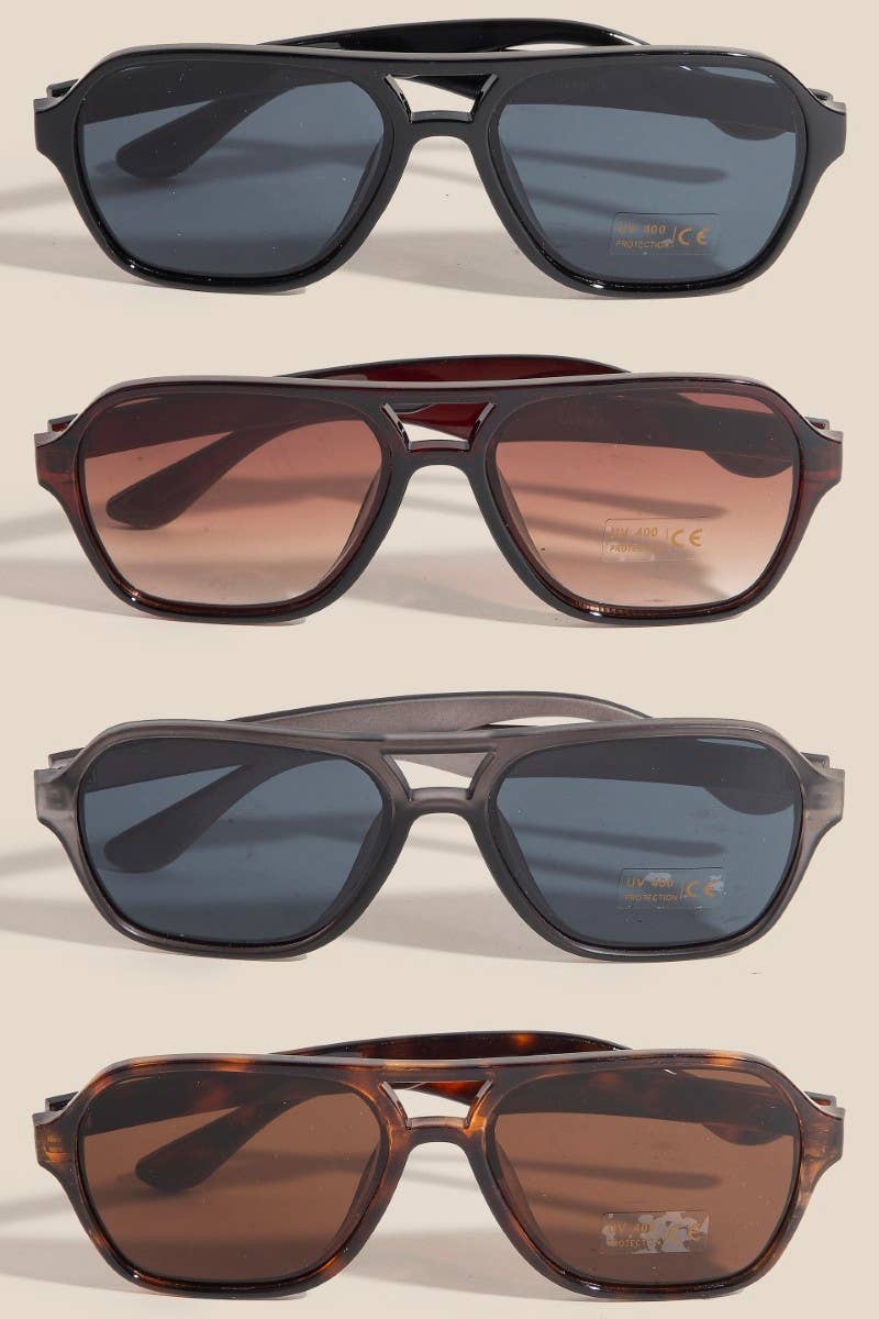 Modern Plastic Aviator Frame Sunglasses