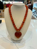 Rust Heart Beaded Necklace
