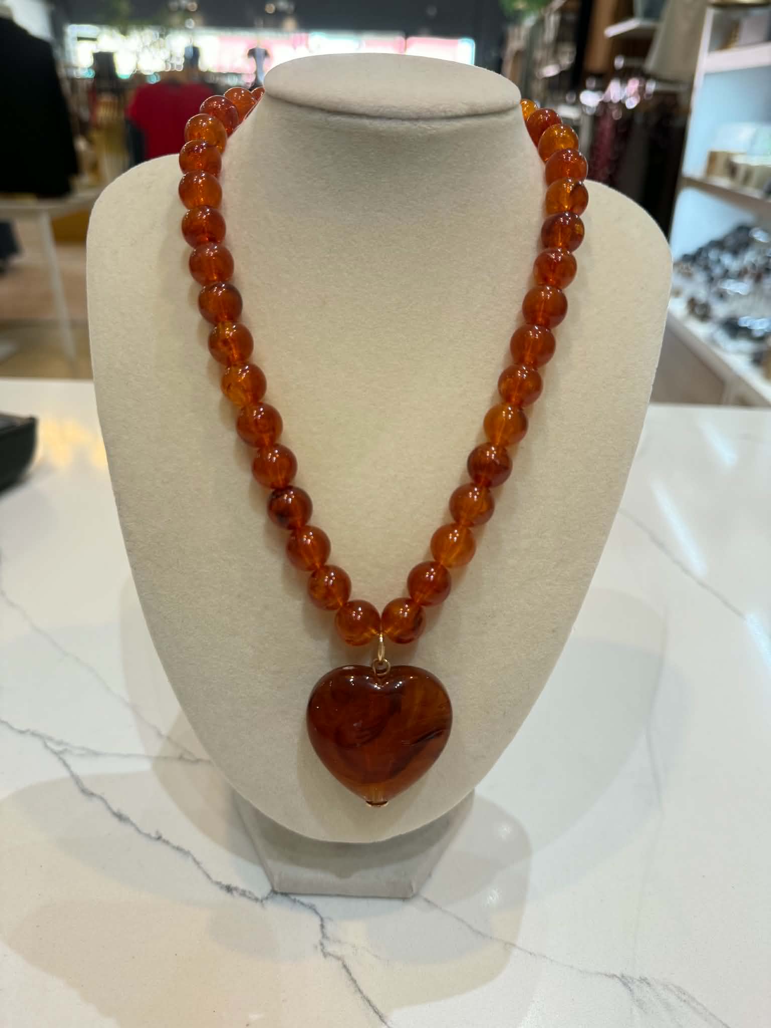 Rust Heart Beaded Necklace