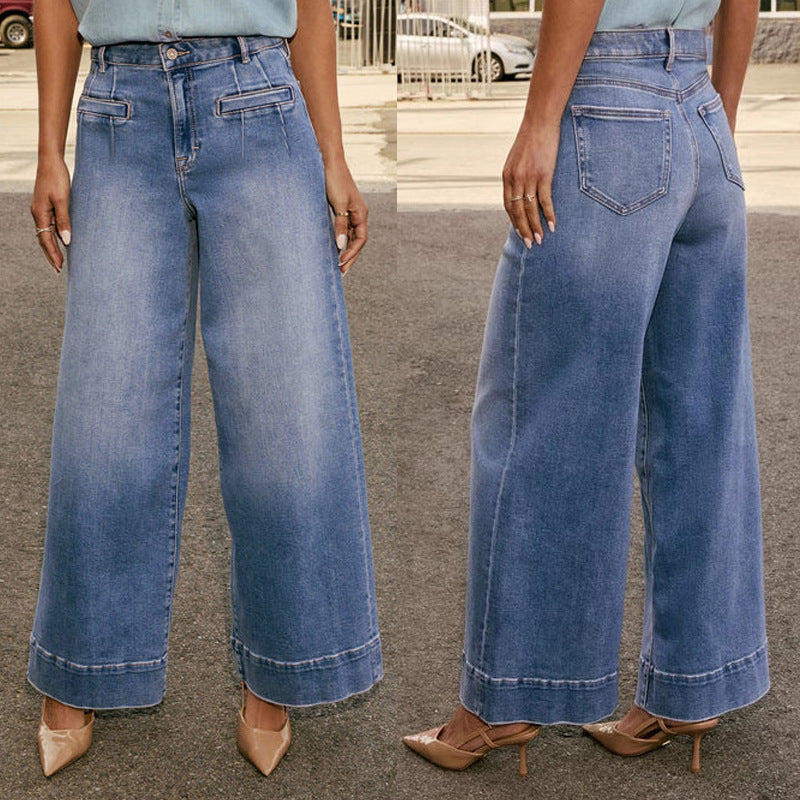 Wide Leg Washed Denim
