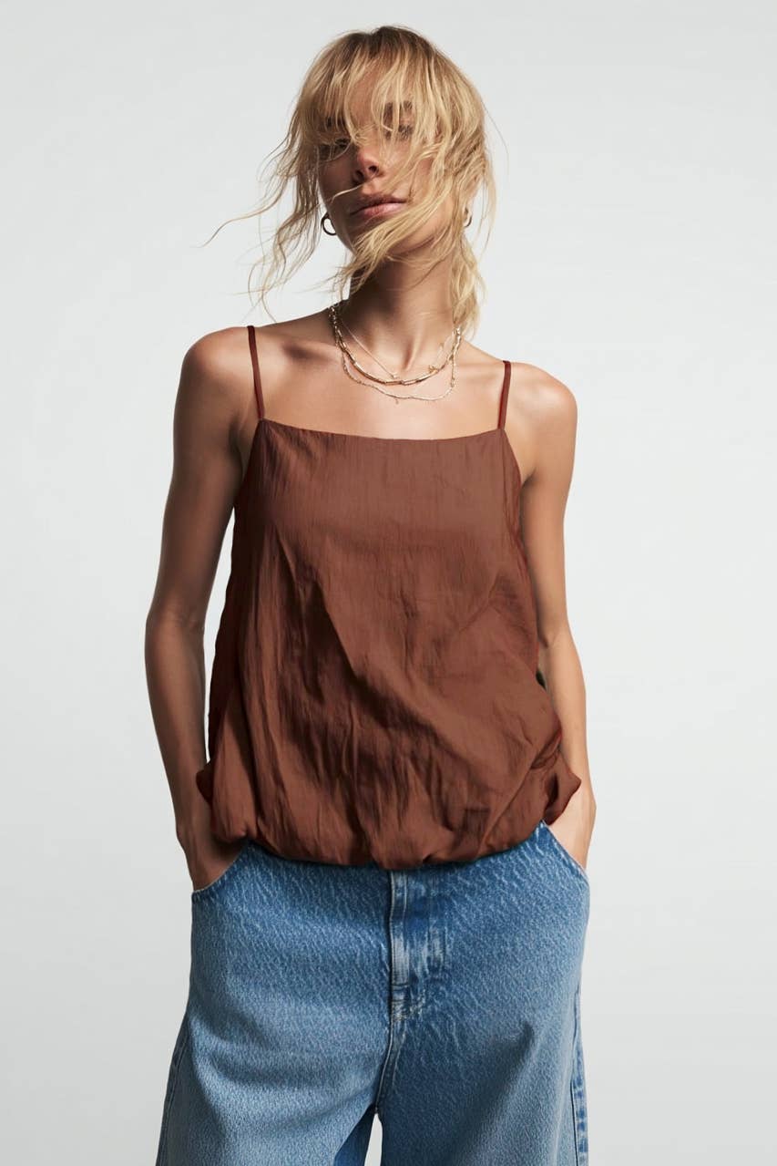 Cami Top With Bubble Hem