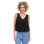 Sleeveless V-Neck Bubble Top
