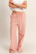 Striped Wide Leg Pants-Red