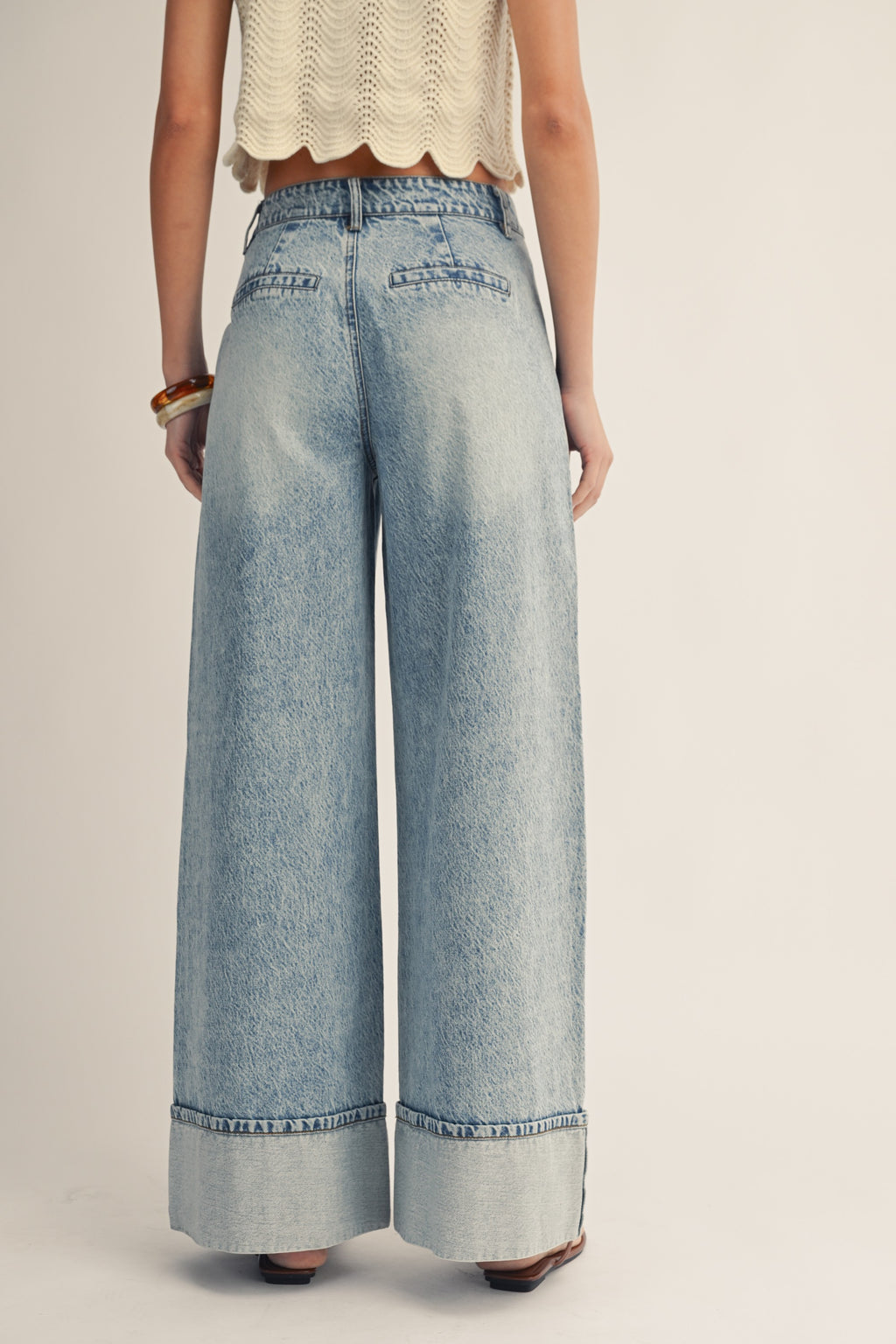Timeless Cuffed Hem, Wide Leg Denim