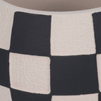 Planter - Black/White Pottery Checkerboard Rounded, 7 in.