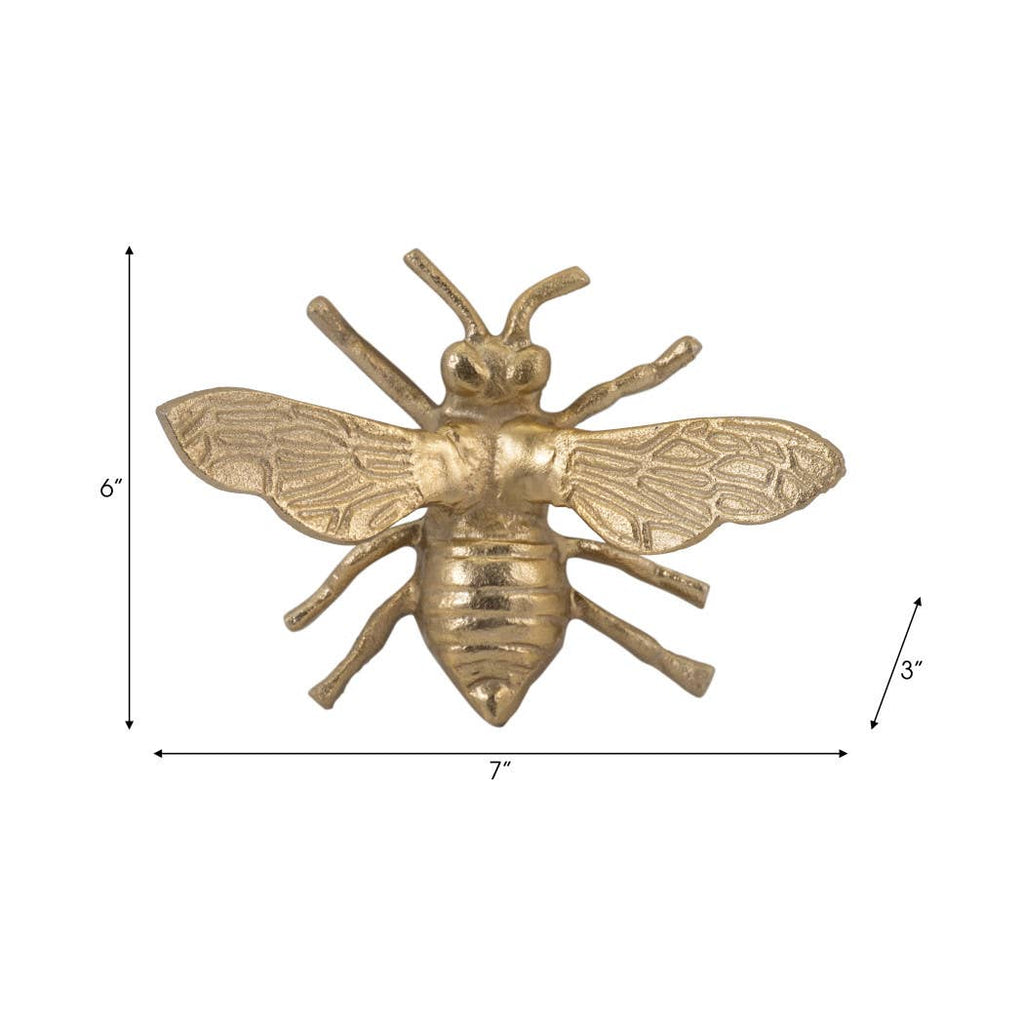 Figurine - Gold Metal Decorative Solid Busy Bee, 8 in.