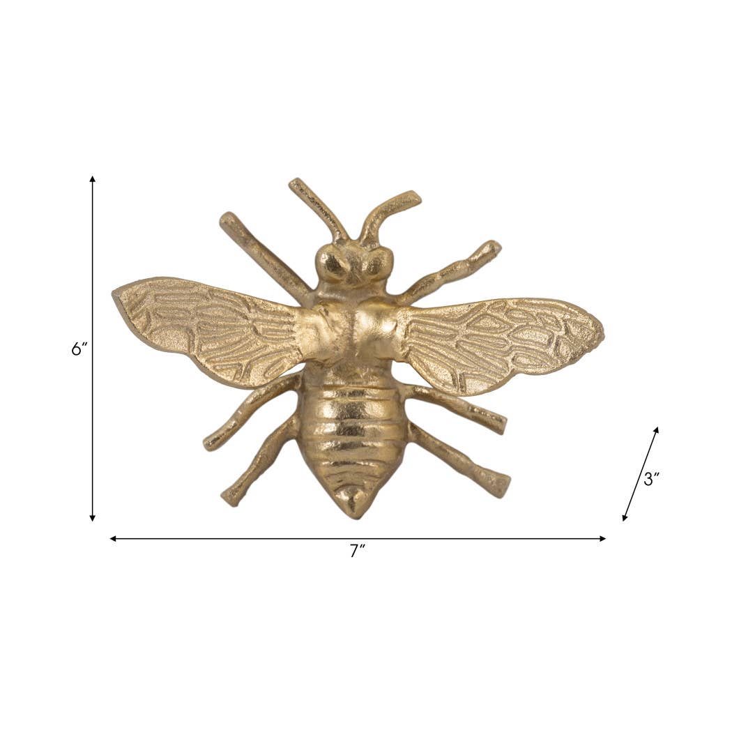 Figurine - Gold Metal Decorative Solid Busy Bee, 8 in.