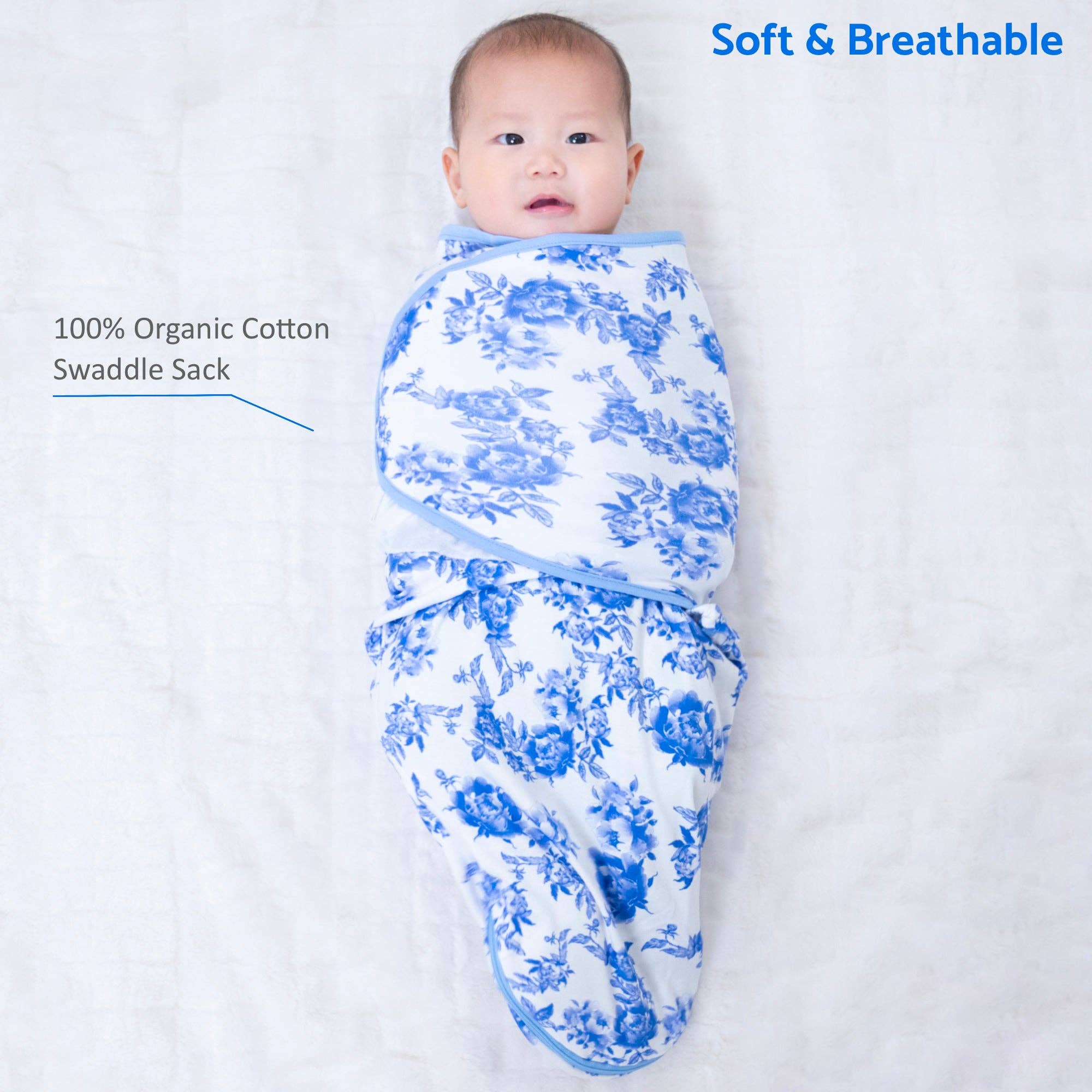 Cotton Velcro Newborn Swaddle Sack Peony For Your Thoughts