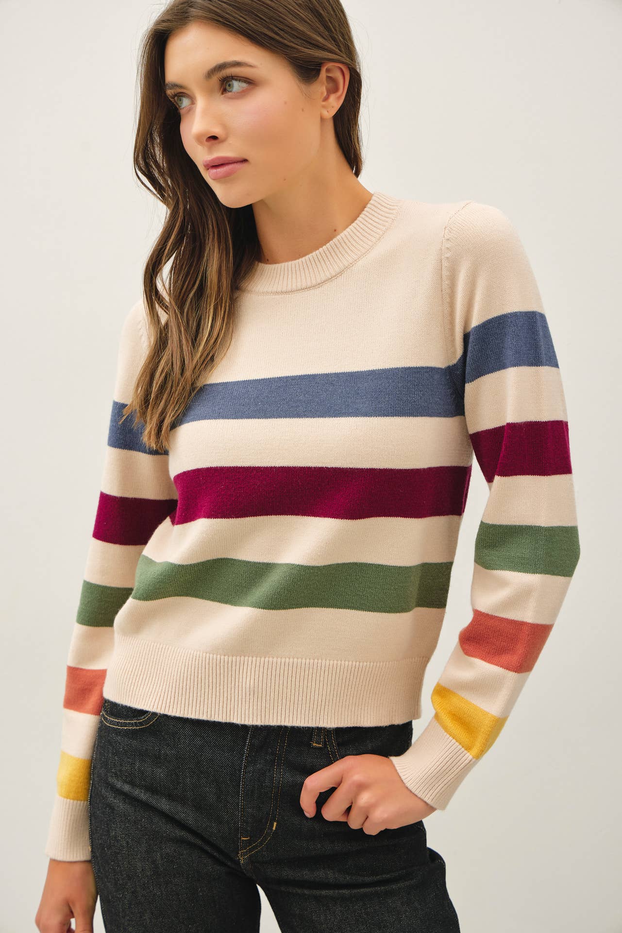 STRIPED CROP SWEATER