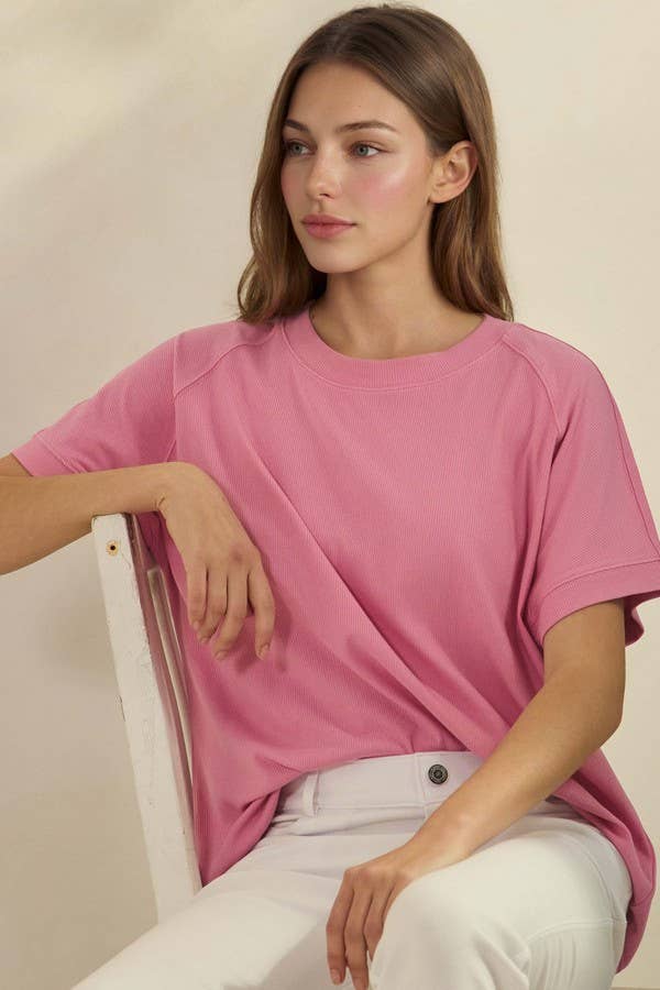 Everyday Soft Ribbed Loose Fit Short Sleeve Top