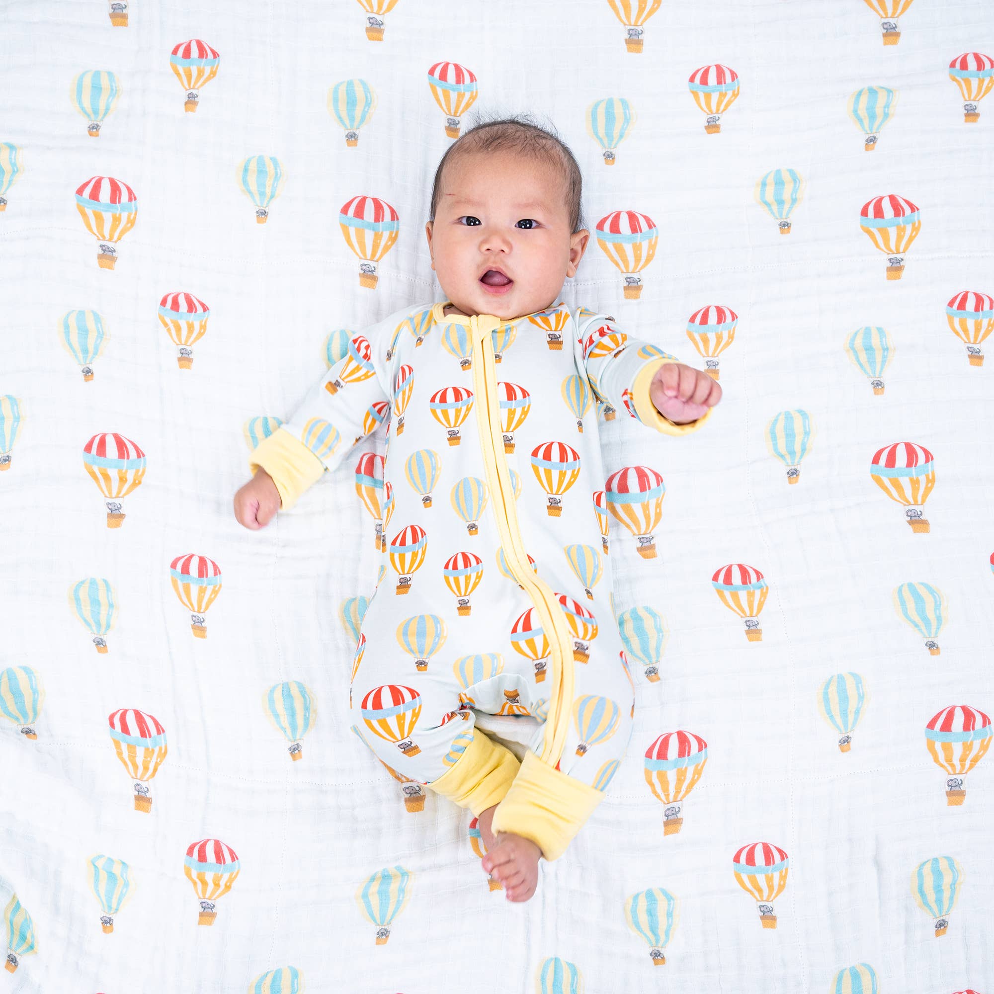Bamboo Baby Convertible Zipper Pajama Hot Air Balloon