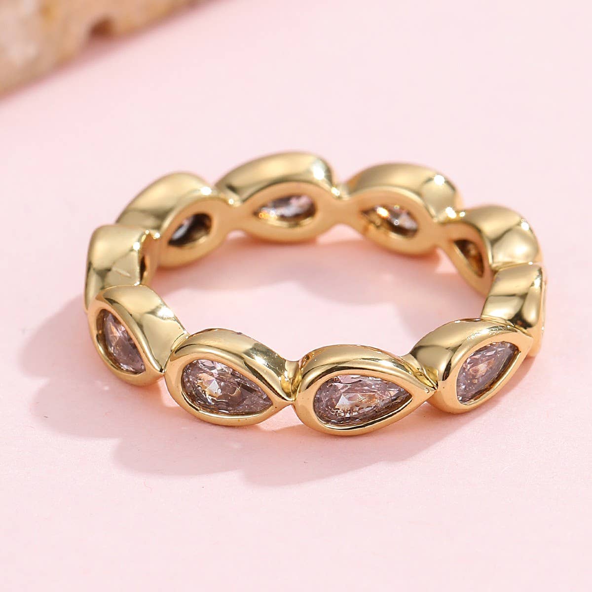 Gold Rhinestone Multi-Shape Eternity Stack Rings | 40R142