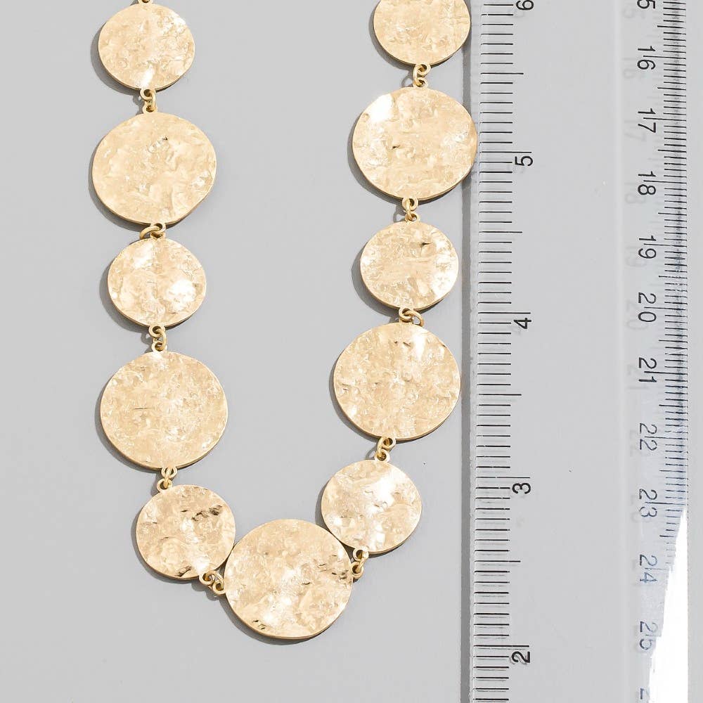 HammeredGoldDiscNklace