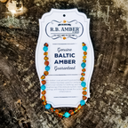 Turquoise + Cognac Amber Necklace