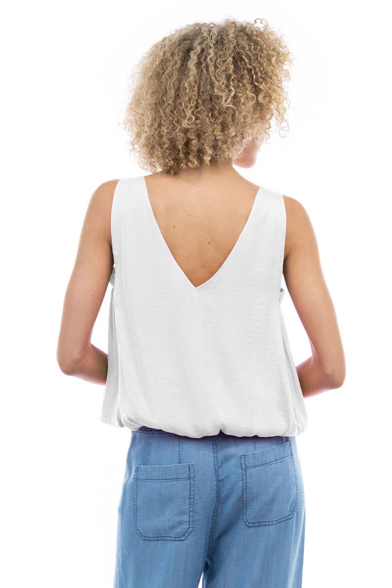 Sleeveless V-Neck Bubble Top