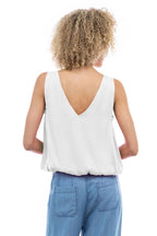 Sleeveless V-Neck Bubble Top