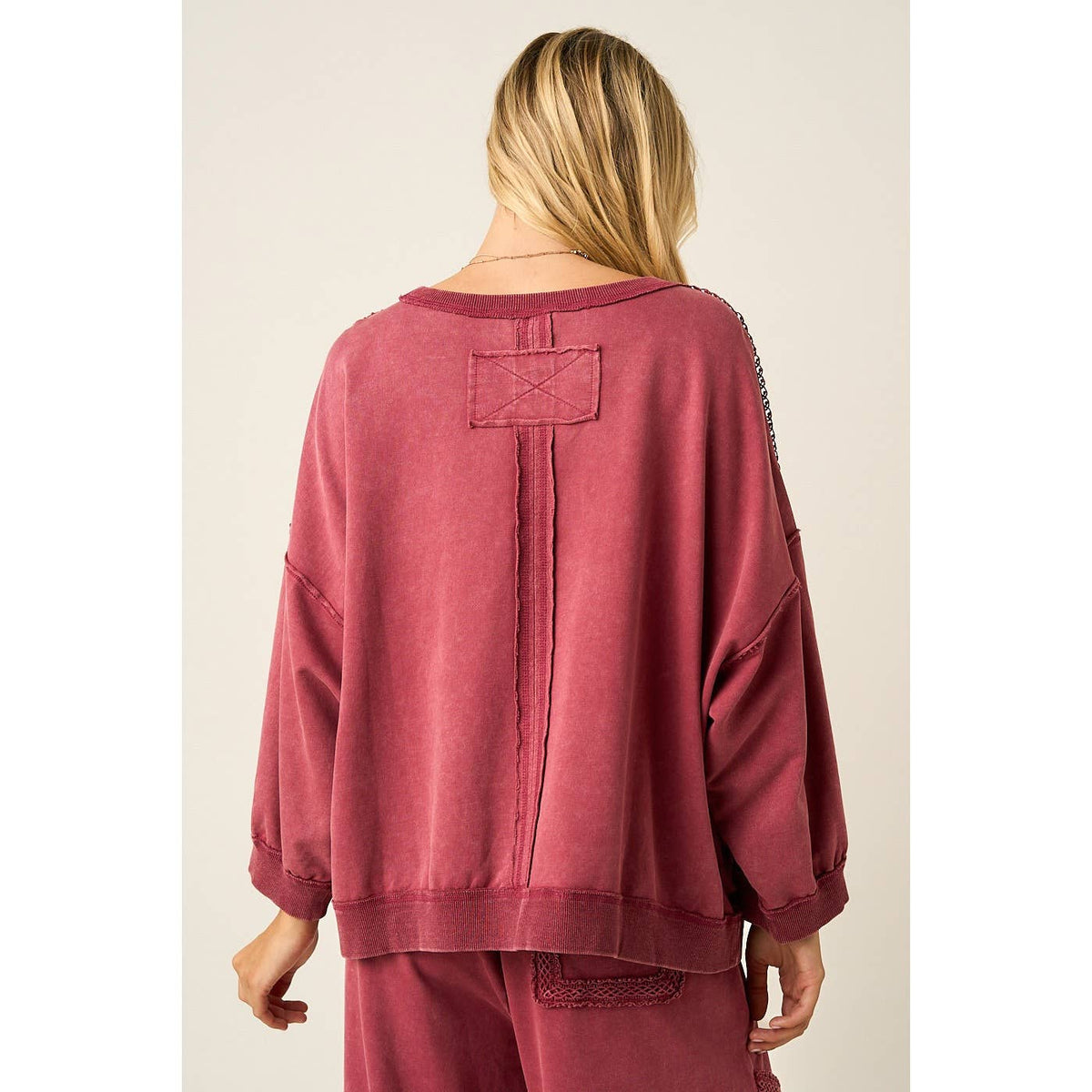 LACE PANEL SWEATSHIRT