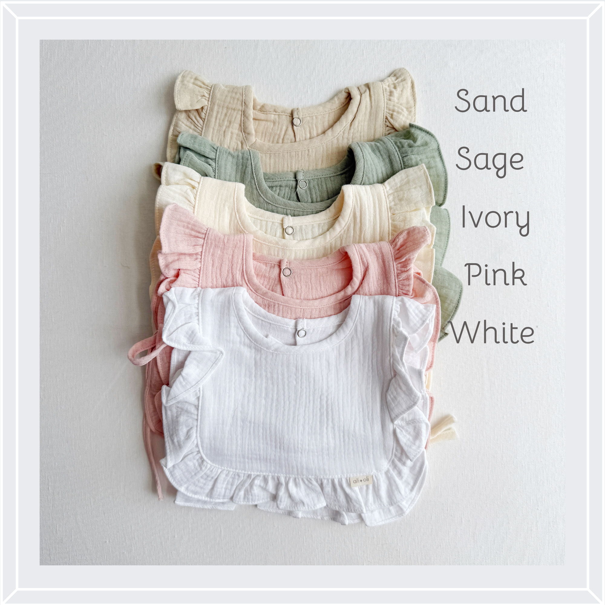 Muslin Cotton Ruffle Baby Bib (Sage)