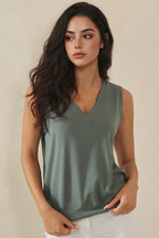 LuxeAir Ribbed Relaxed V-Neck Tank Top