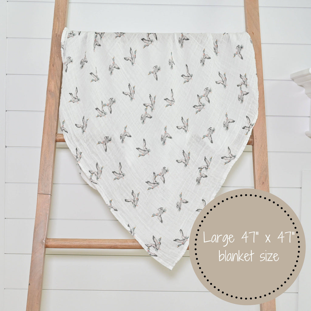 Baby Muslin Swaddle Blanket 47x47 Quackin Up Mallard Duck