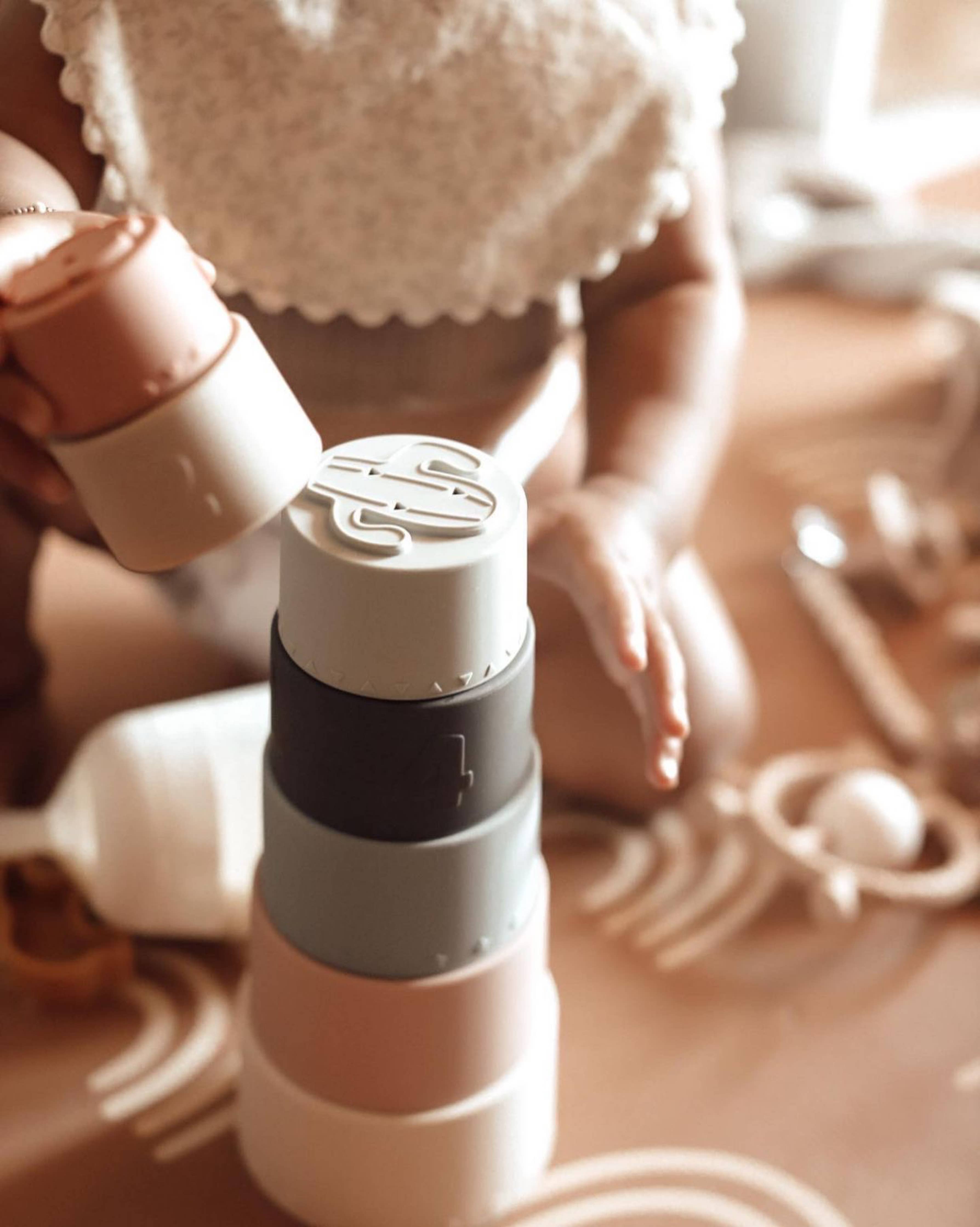 Stacking Cups Toy Soft Silicone with Shapes Bath or Beach