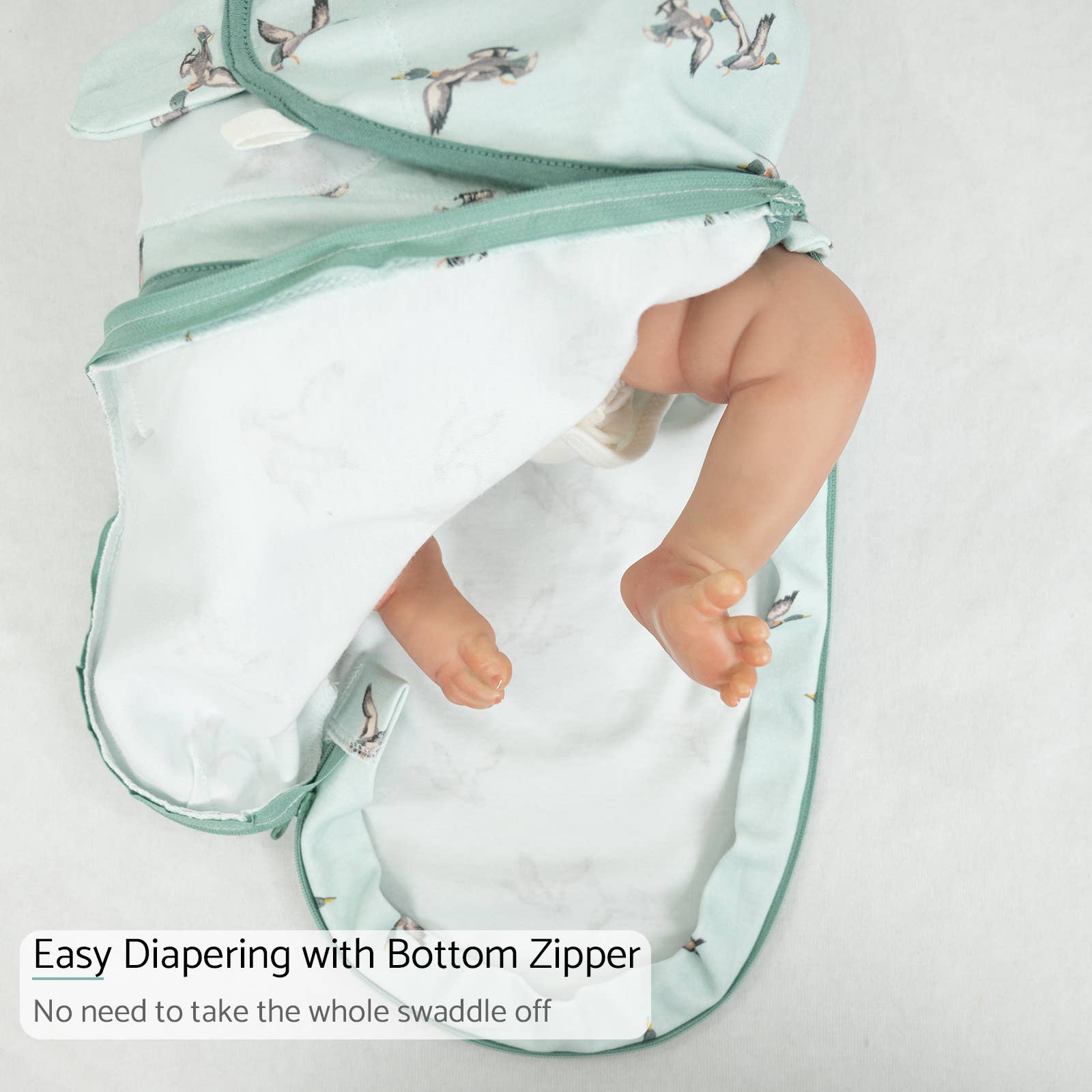 Cotton Velcro Newborn Swaddle Sack Quackin Up Mallard Duck