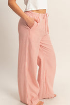 Striped Wide Leg Pants-Red