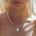 NOTABLE HAMMERED CROSS FRONT TOGGLE NECKLACE | 40NK9666
