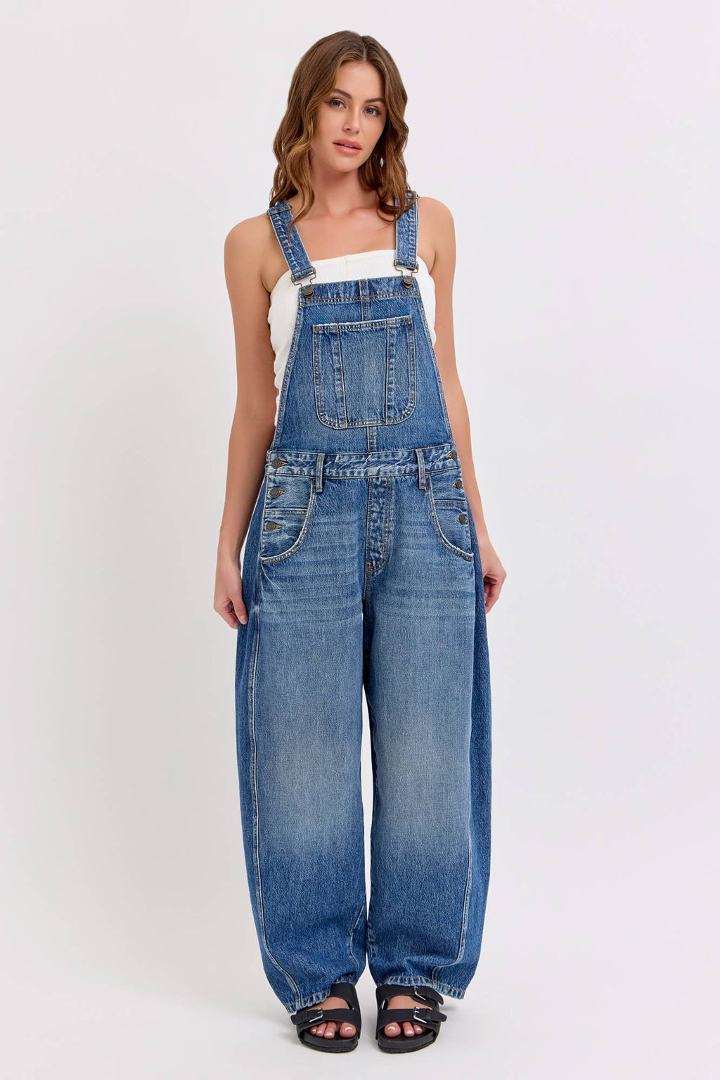 Mid-Waisted Barrel Overalls