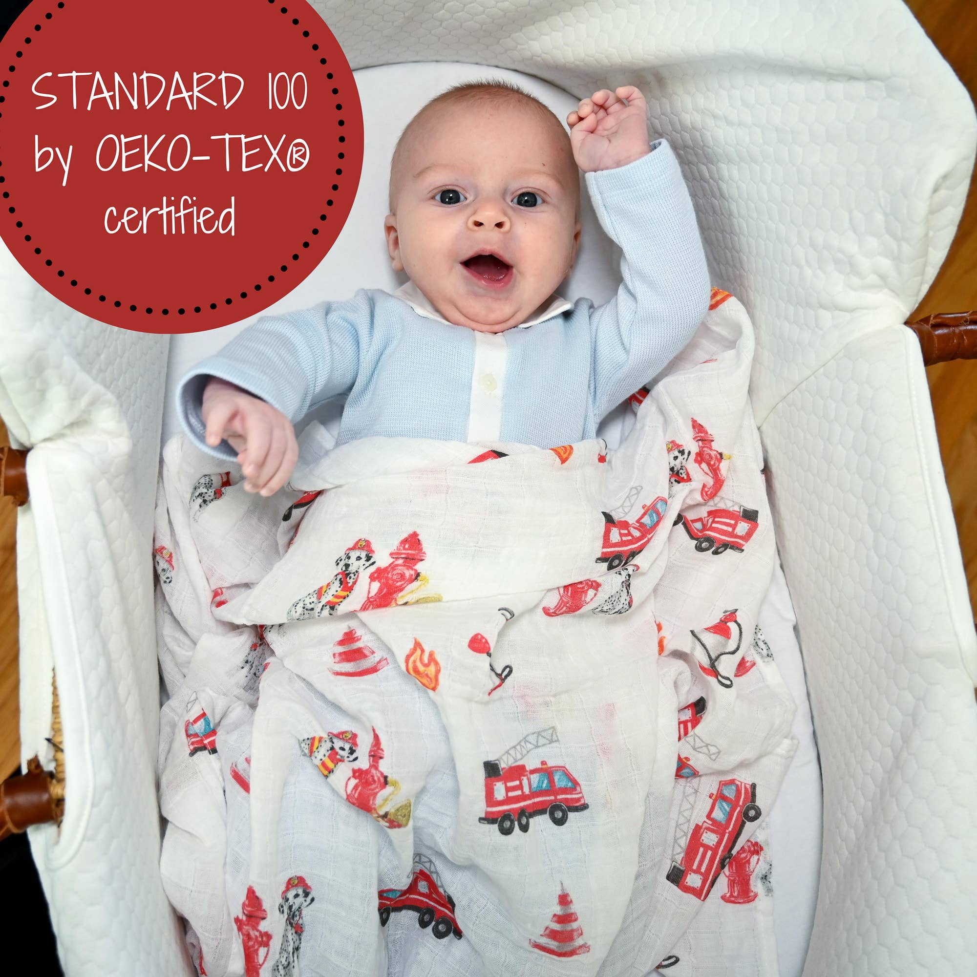 Baby Muslin Swaddle Blanket 47x47 Firehouse Fido