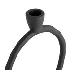 Metal Round Ring Taper Candle Holder - Black, 8 in.