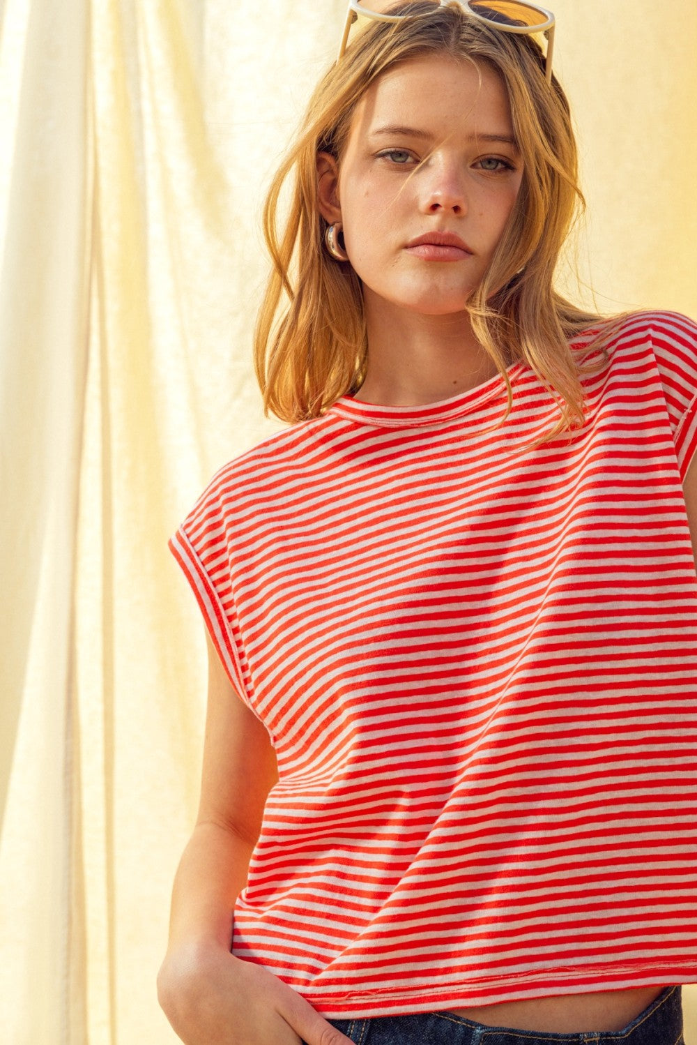 Miou Muse Red Stripe Top