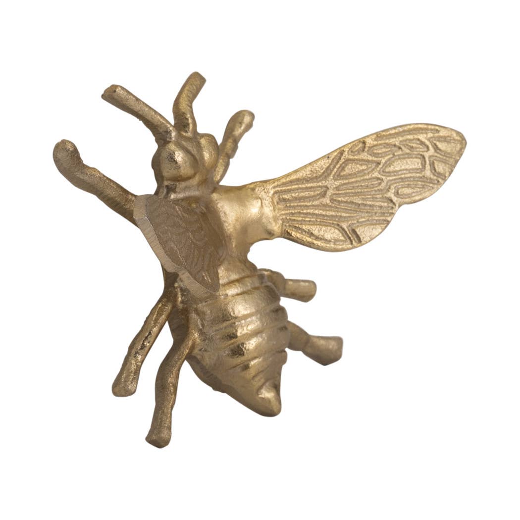 Figurine - Gold Metal Decorative Solid Busy Bee, 8 in.