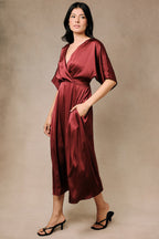 Maroon Satin Dress
