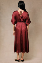 Maroon Satin Dress
