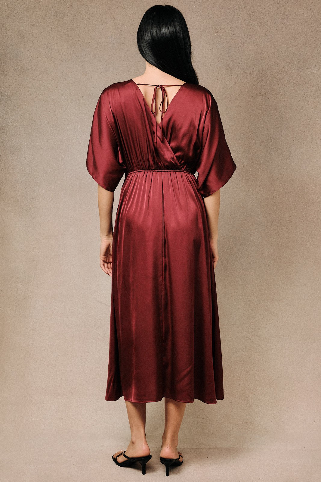 Maroon Satin Dress