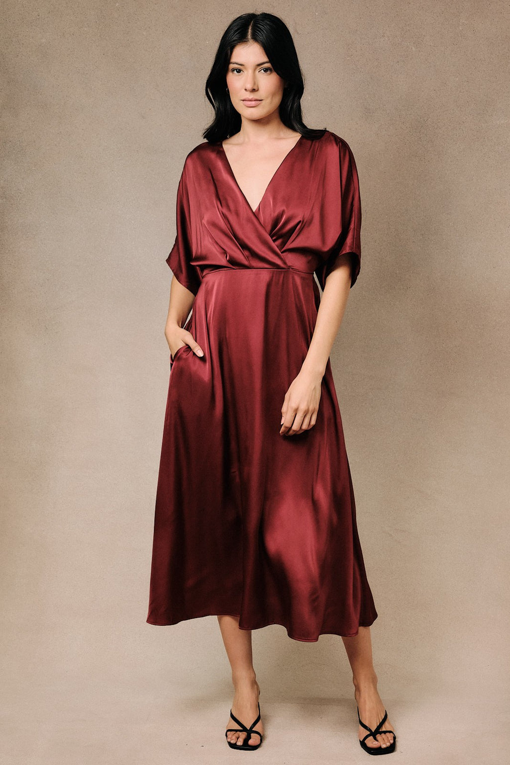 Maroon Satin Dress