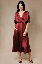 Maroon Satin Dress