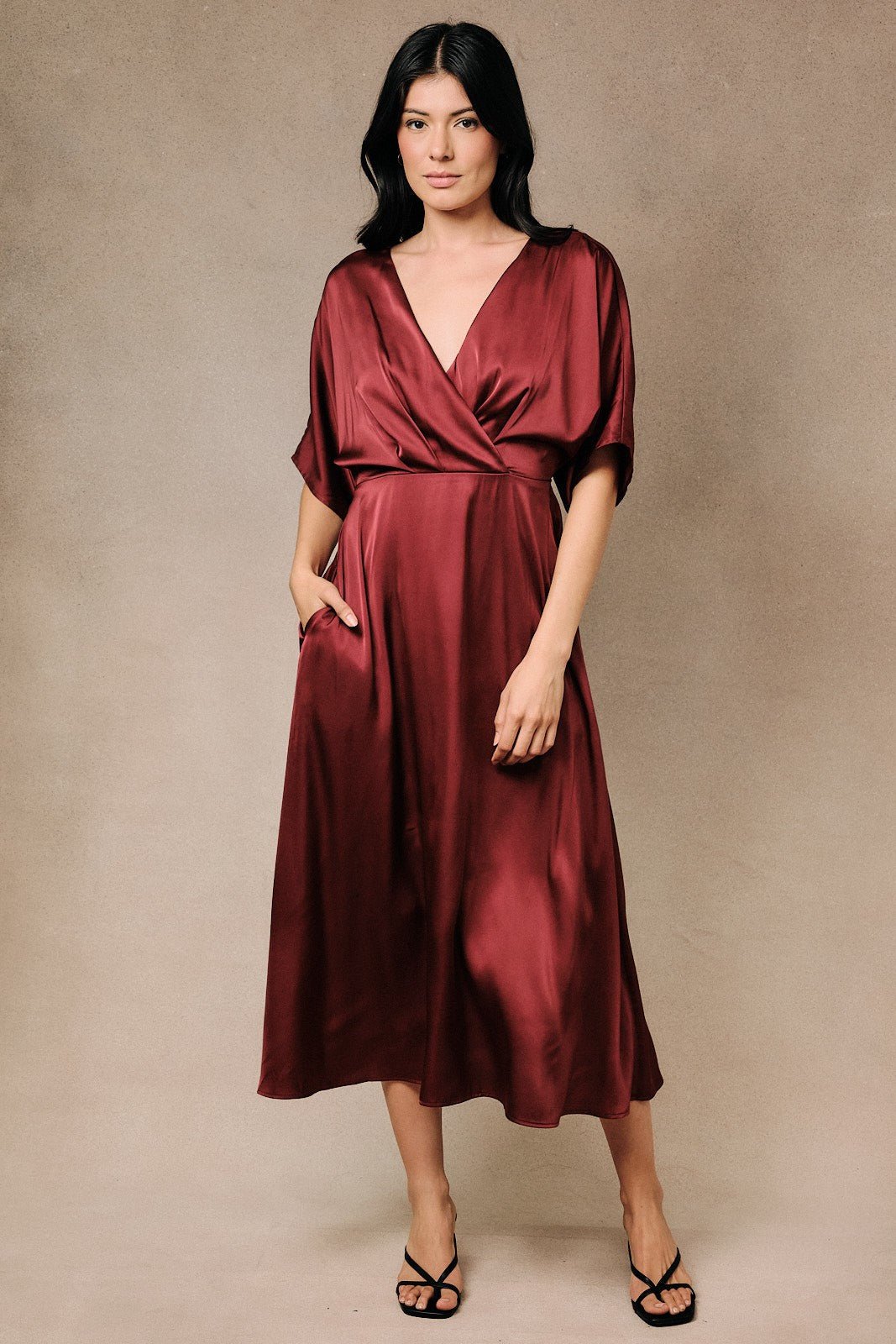 Maroon Satin Dress