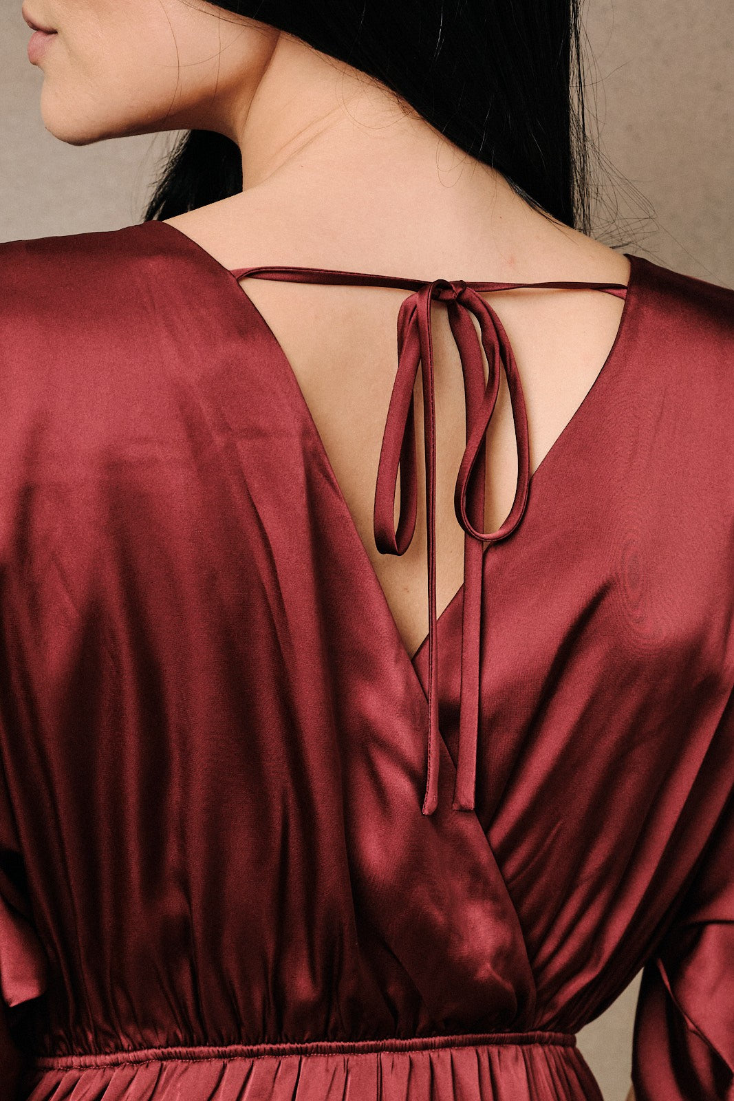 Maroon Satin Dress