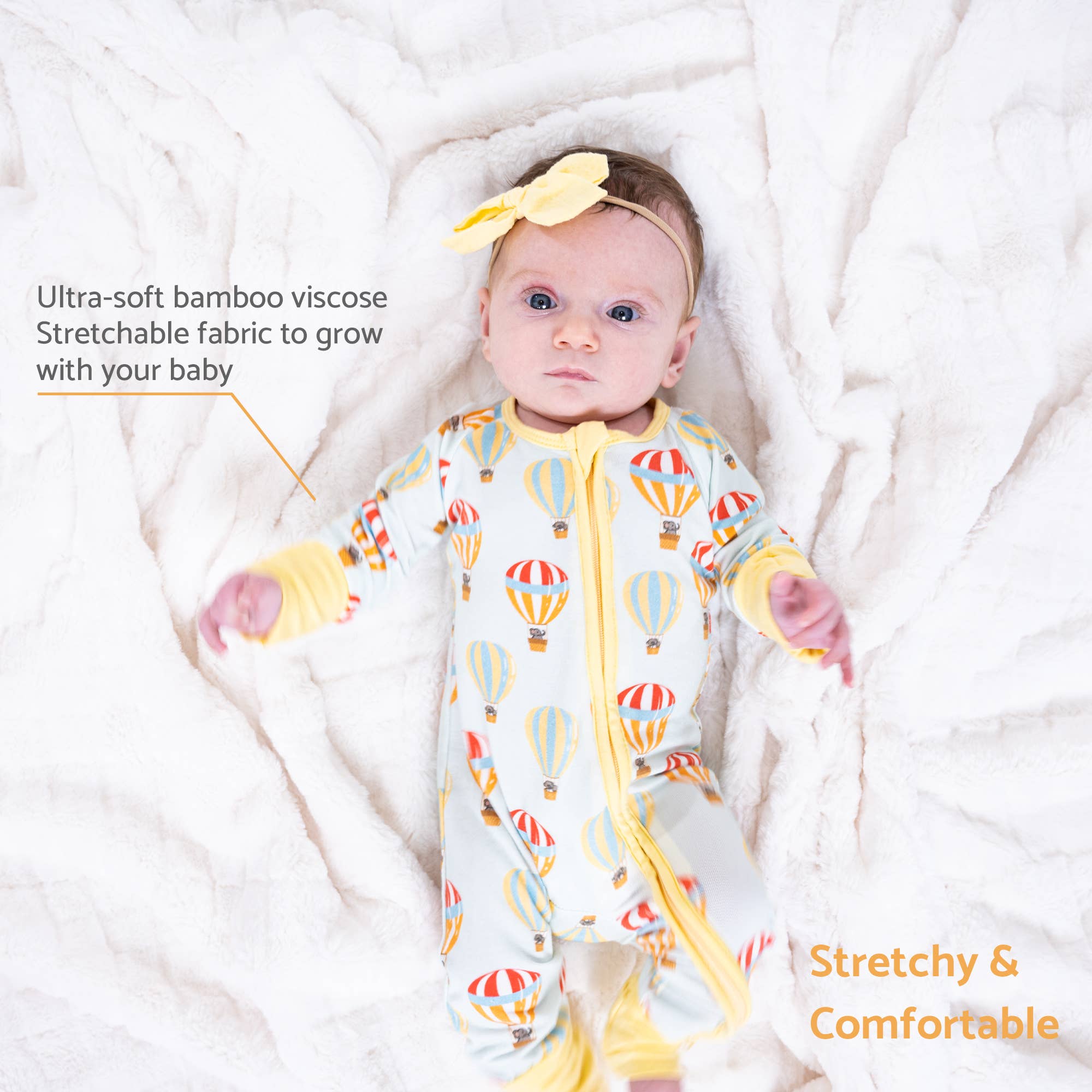 Bamboo Baby Convertible Zipper Pajama Hot Air Balloon