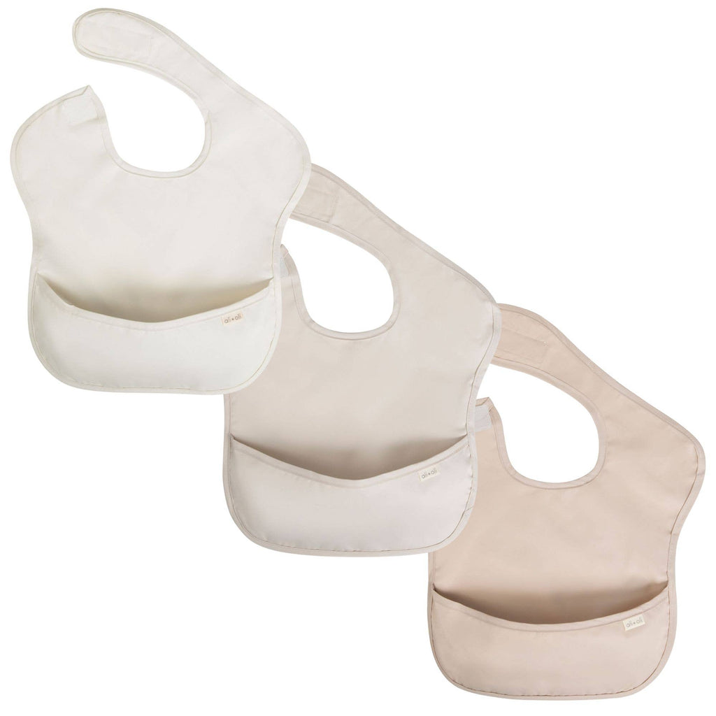 Sleeveless (3-pc) Smock Bib Set for Baby & Toddler (Neutral)