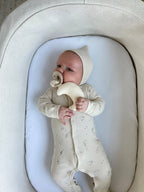 Moon Pacifier Holder Soft Cuddly Binky Toy (Muslin Ivory)