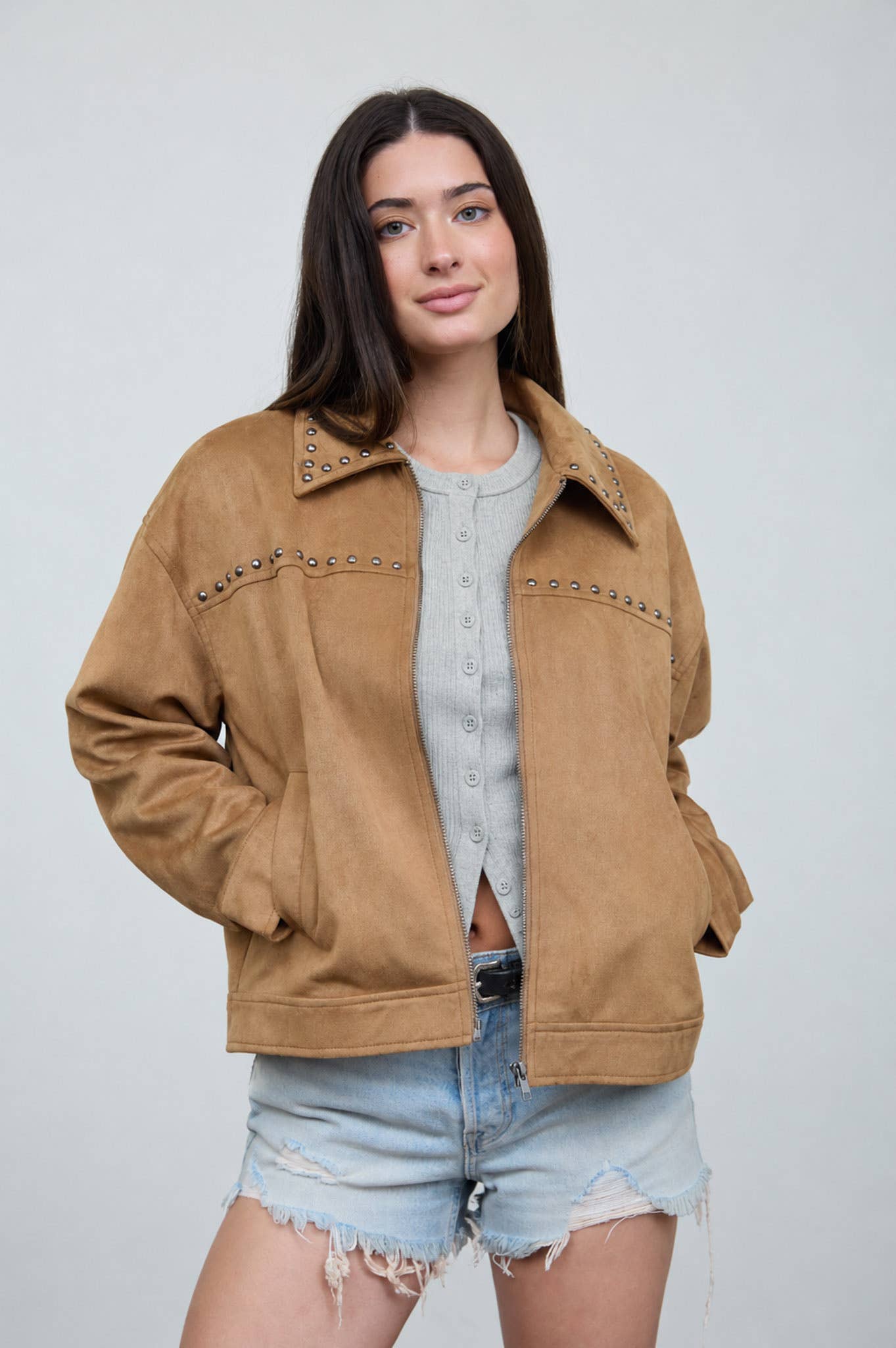 STUDDED SUEDE JACKET