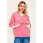 Pink Color Block Hoodie