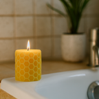 Pillar Candle – 100% Pure Beeswax – Honeycomb Design